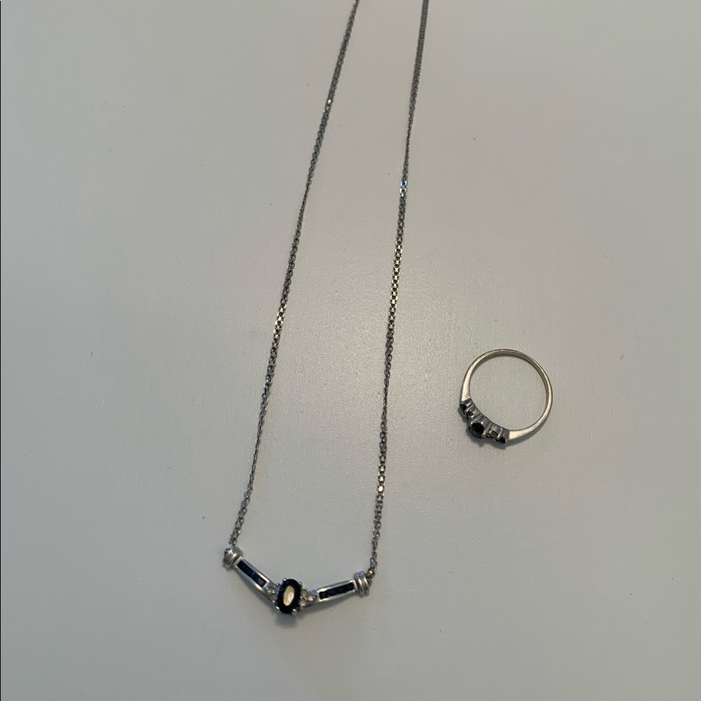 14k white gold ring 10k white gold necklace